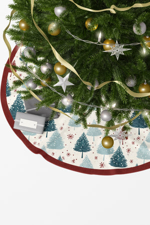 Yeşil Kırmızı Çam Ağacı Desenli Yılbaşı Çam Ağacı Örtüsü