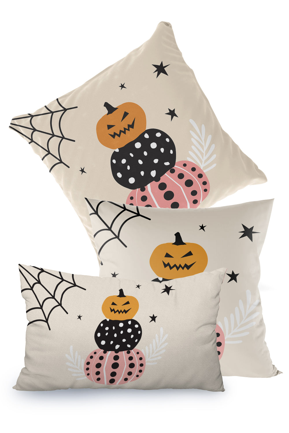 Krem Balkabağı Kulesi Halloween Temalı Cadılar Bayramı Kırlent Kılıfı