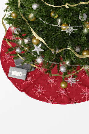 Noel Temalı Kırmızı Yılbaşı Çam Ağacı örtüsü