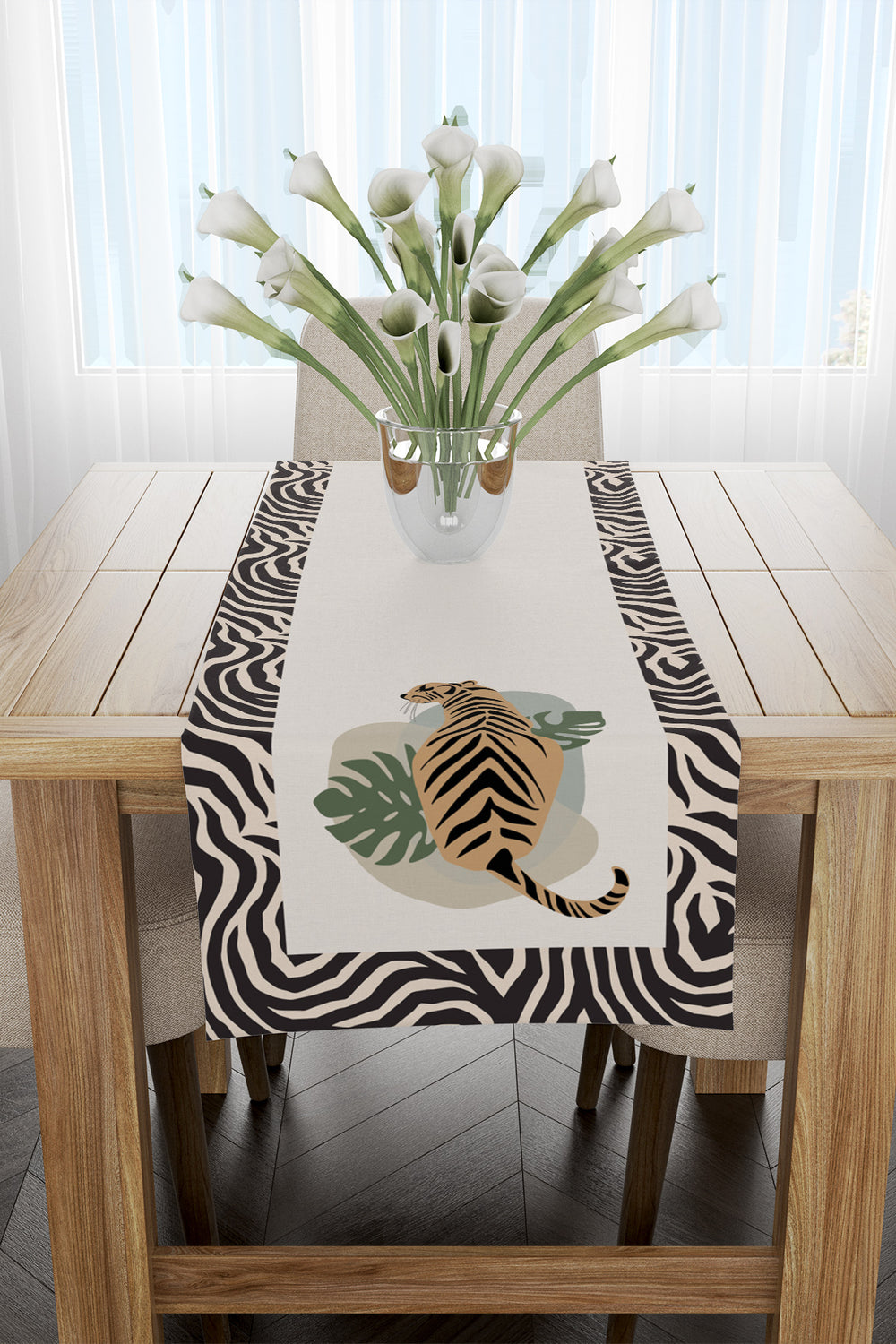 Leopar Kaplan Desenli Krem Runner 40x140