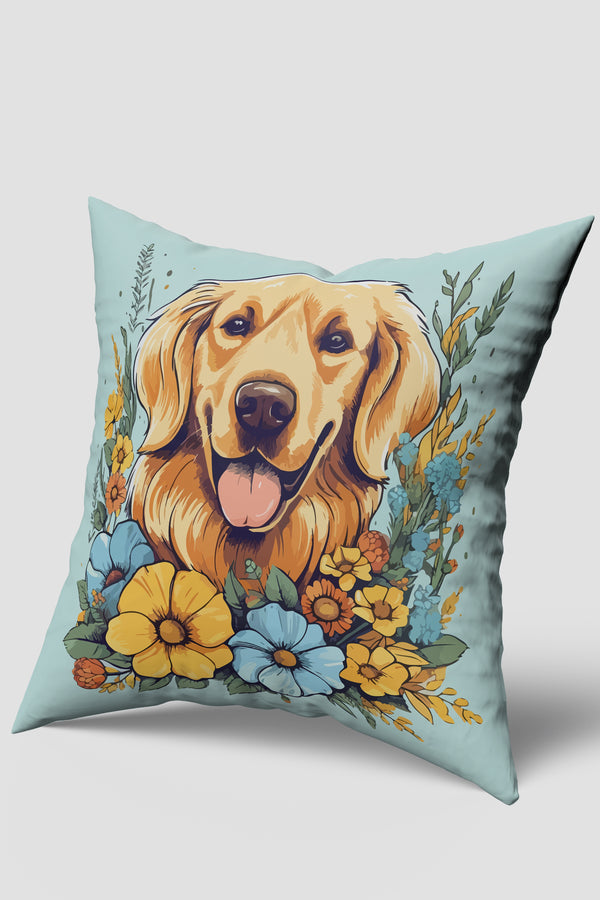 Su Yeşili Sevimli Köpek Desenli Kırlent Kılıfı