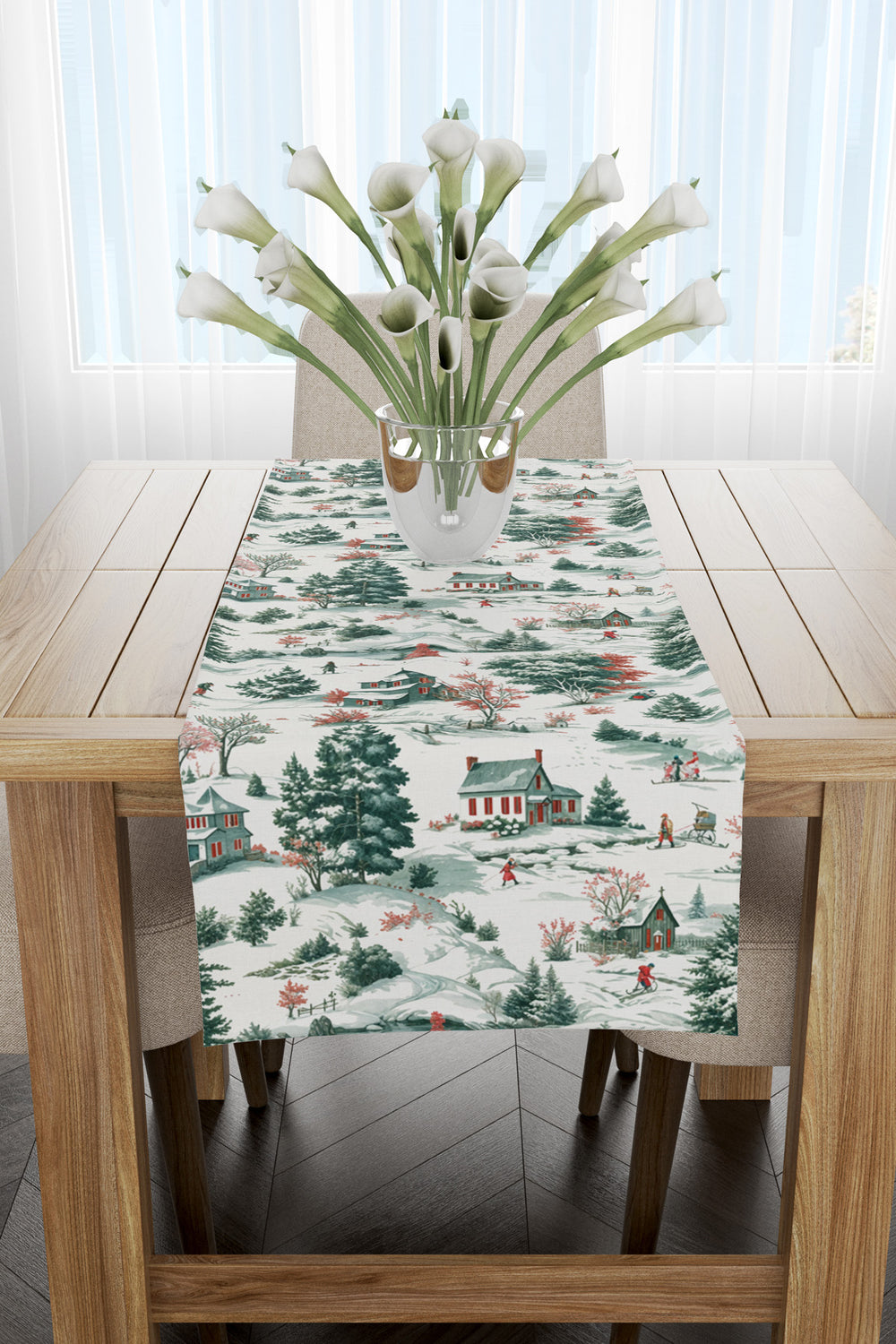 Beyaz Kış Manzaralı Yılbaşı Runner 40x140