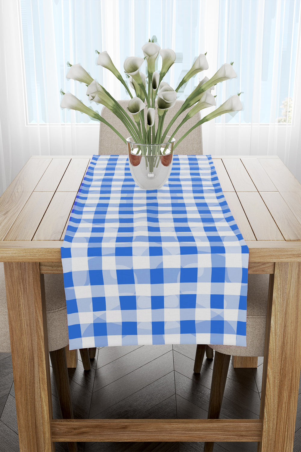 Mavi Beyaz Kareli Runner 40X220