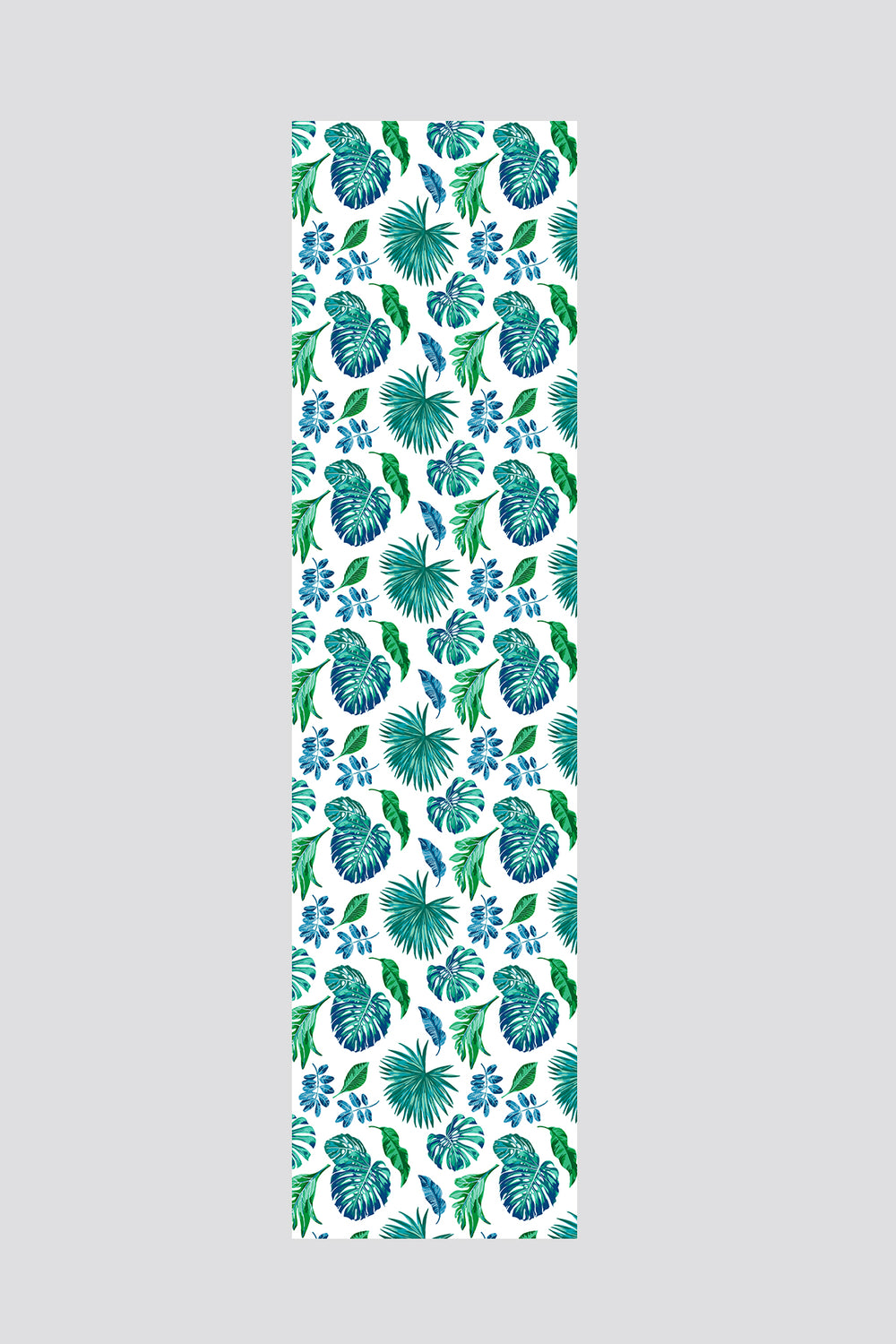 Beyaz Yeşil Tropikal Yaprak Desenli Runner 40X140