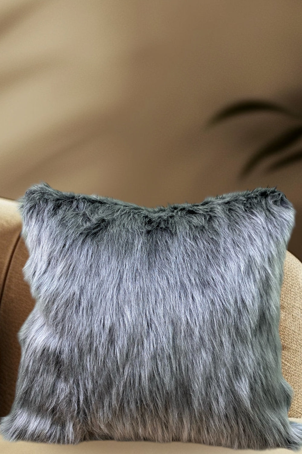 Peluş Kırlent Kılıfı - Gri