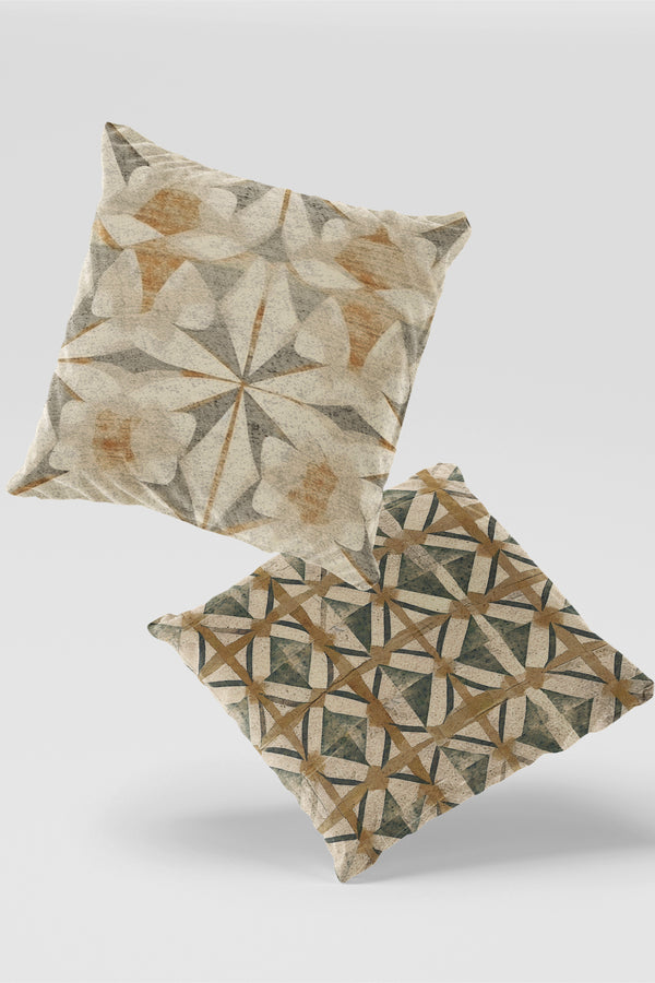 Soyut Modern Geometrik Desenli 2'li Kırlent Kılıfı Seti