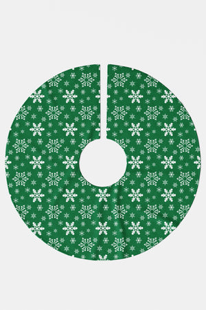 Yeşil Beyaz Kar Taneleri Desenli Yılbaşı Çam Ağacı Örtüsü