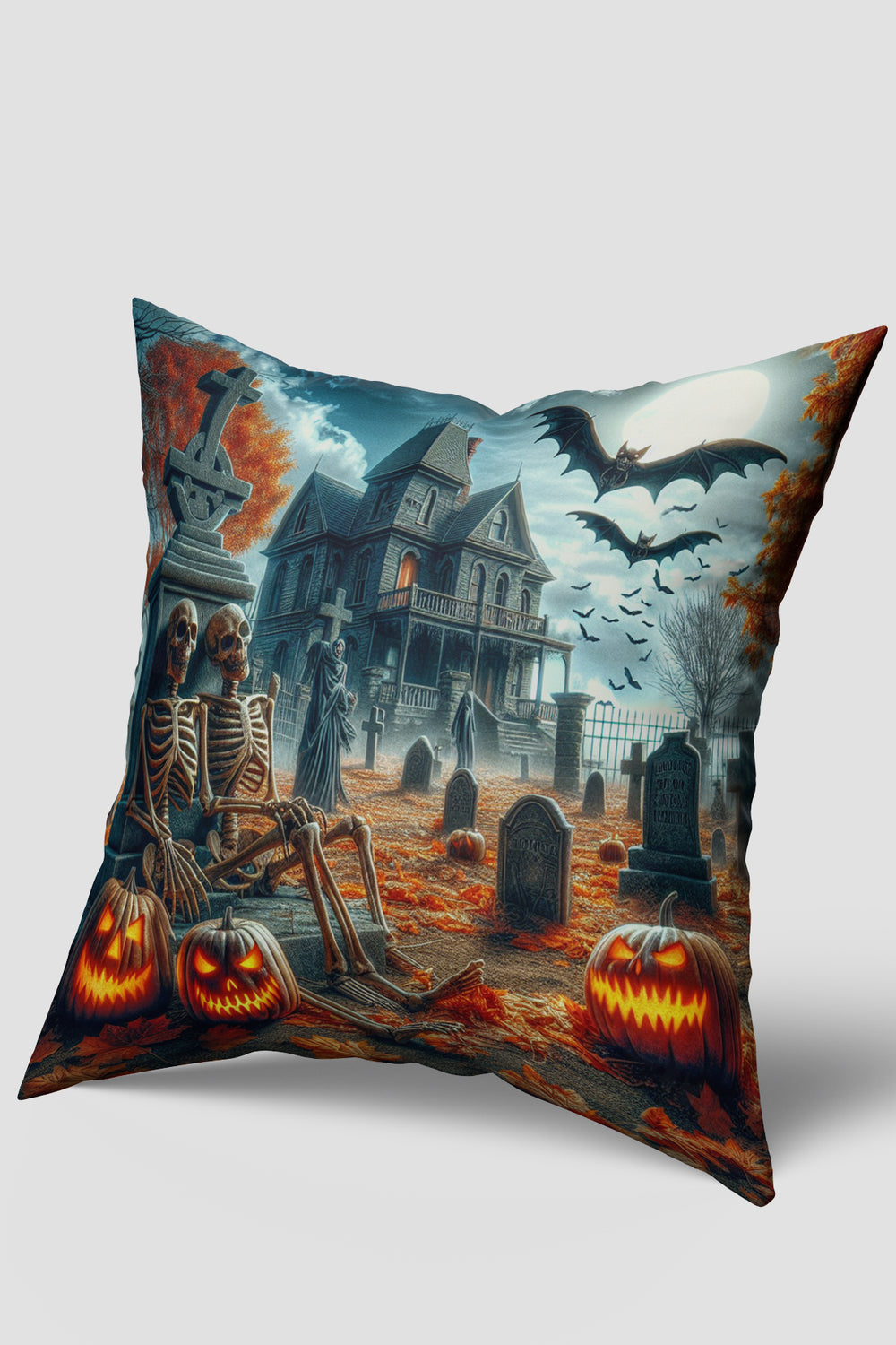 Halloween İskelet Cadılar Bayramı Temalı Kırlent Kılıfı