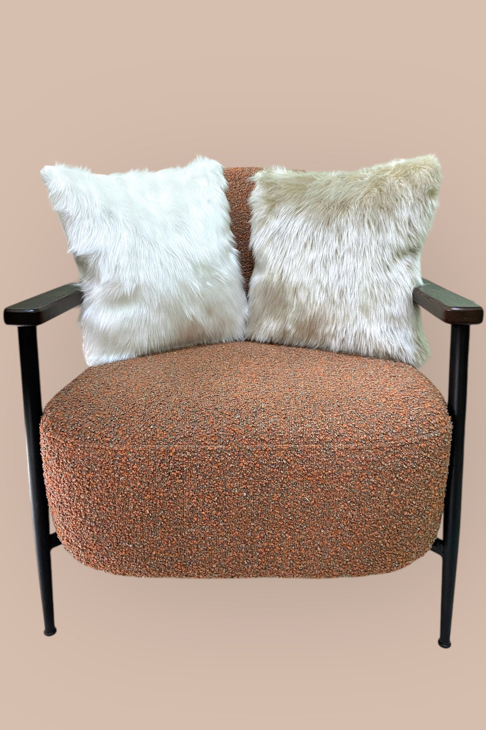 Peluş Kırlent Kılıfı - Kemik, Taş Rengi