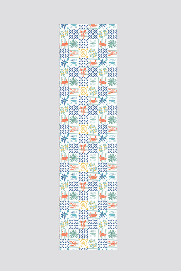 Mavi Yeşil Marin Desenli Runner 40x140