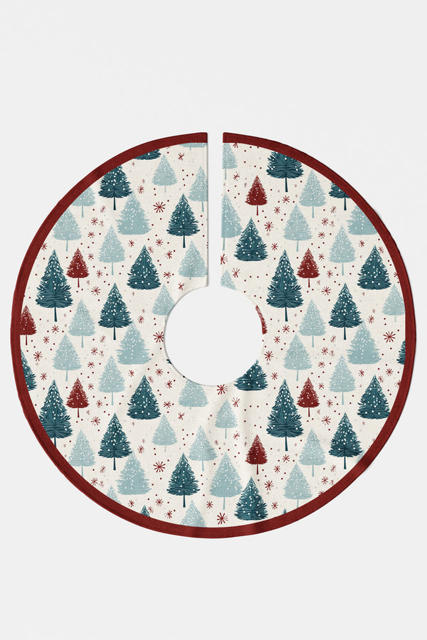 Yeşil Kırmızı Çam Ağacı Desenli Yılbaşı Çam Ağacı Örtüsü