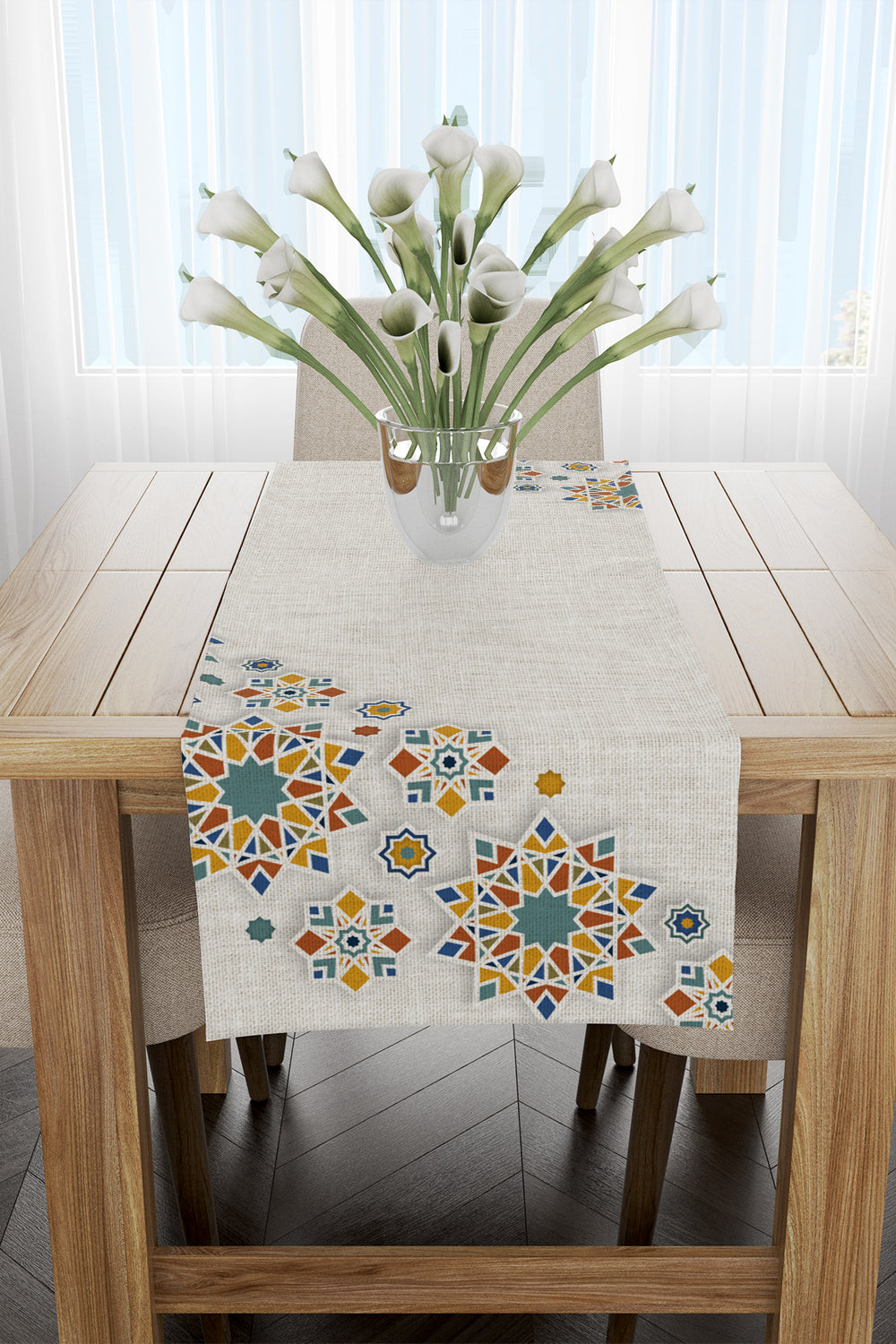 Modern Krem Ramazan Temalı Runner 40x140