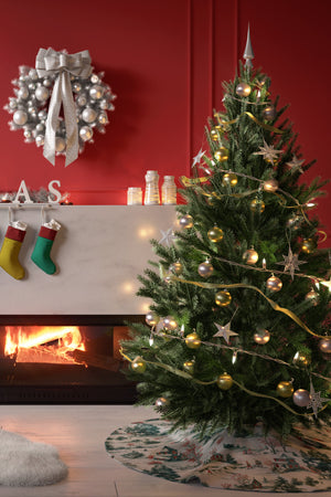 Beyaz Kış Manzaralı Yılbaşı Çam Ağacı Örtüsü