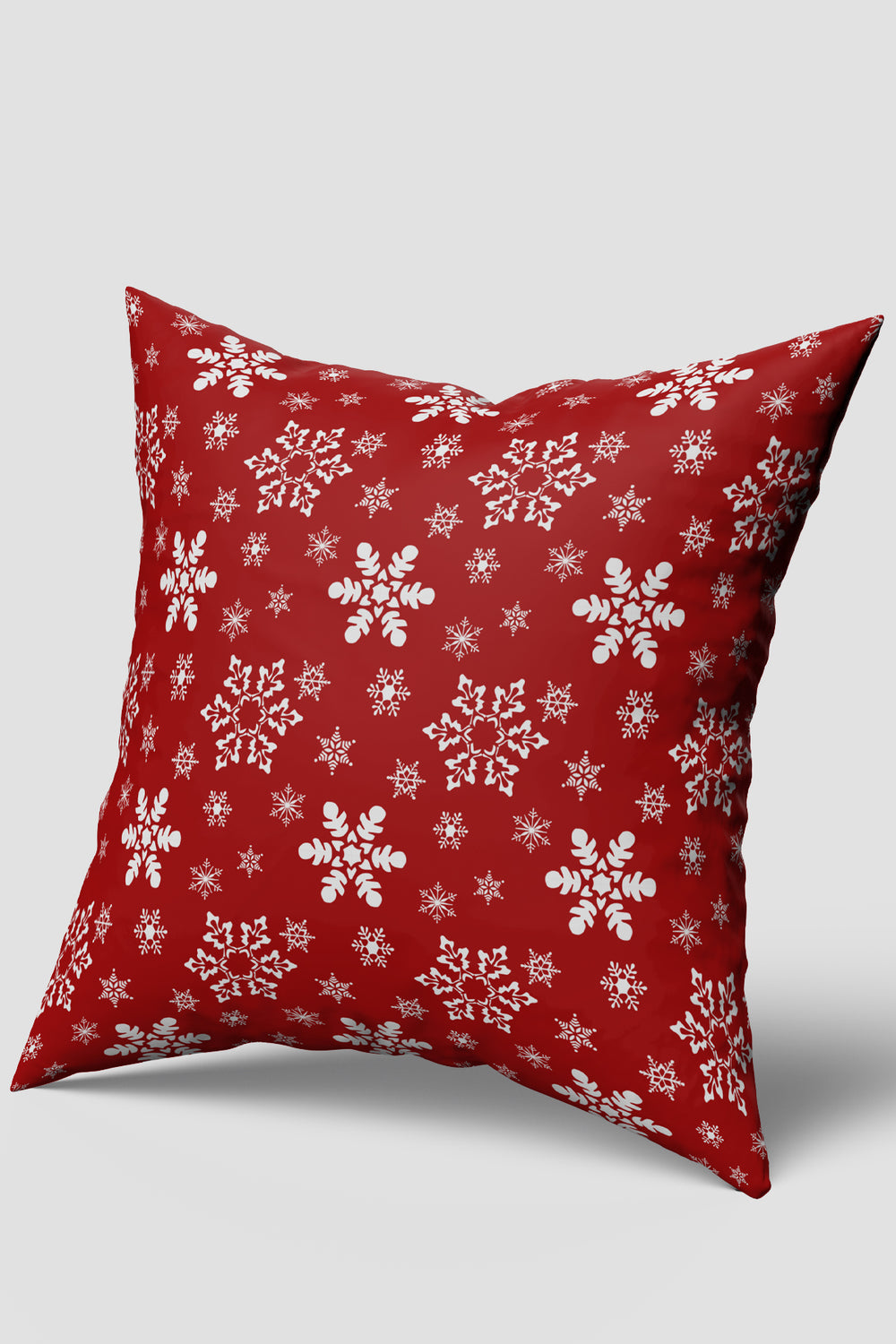 Kırmızı Beyaz Kar Taneleri Yılbaşı Kırlent Kılıfı