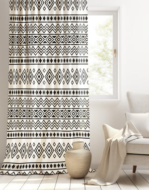 Siyah Beyaz Modern Geometrik İskandinav Fon Perde