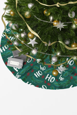 Yeşil Ho Ho Yazılı Yılbaşı Çam Ağacı Örtüsü