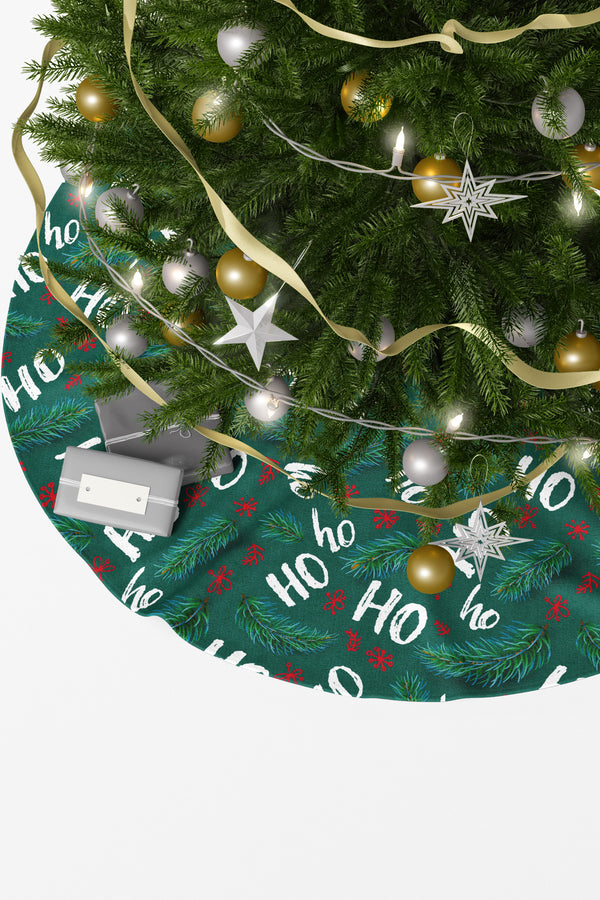 Yeşil Ho Ho Yazılı Yılbaşı Çam Ağacı Örtüsü