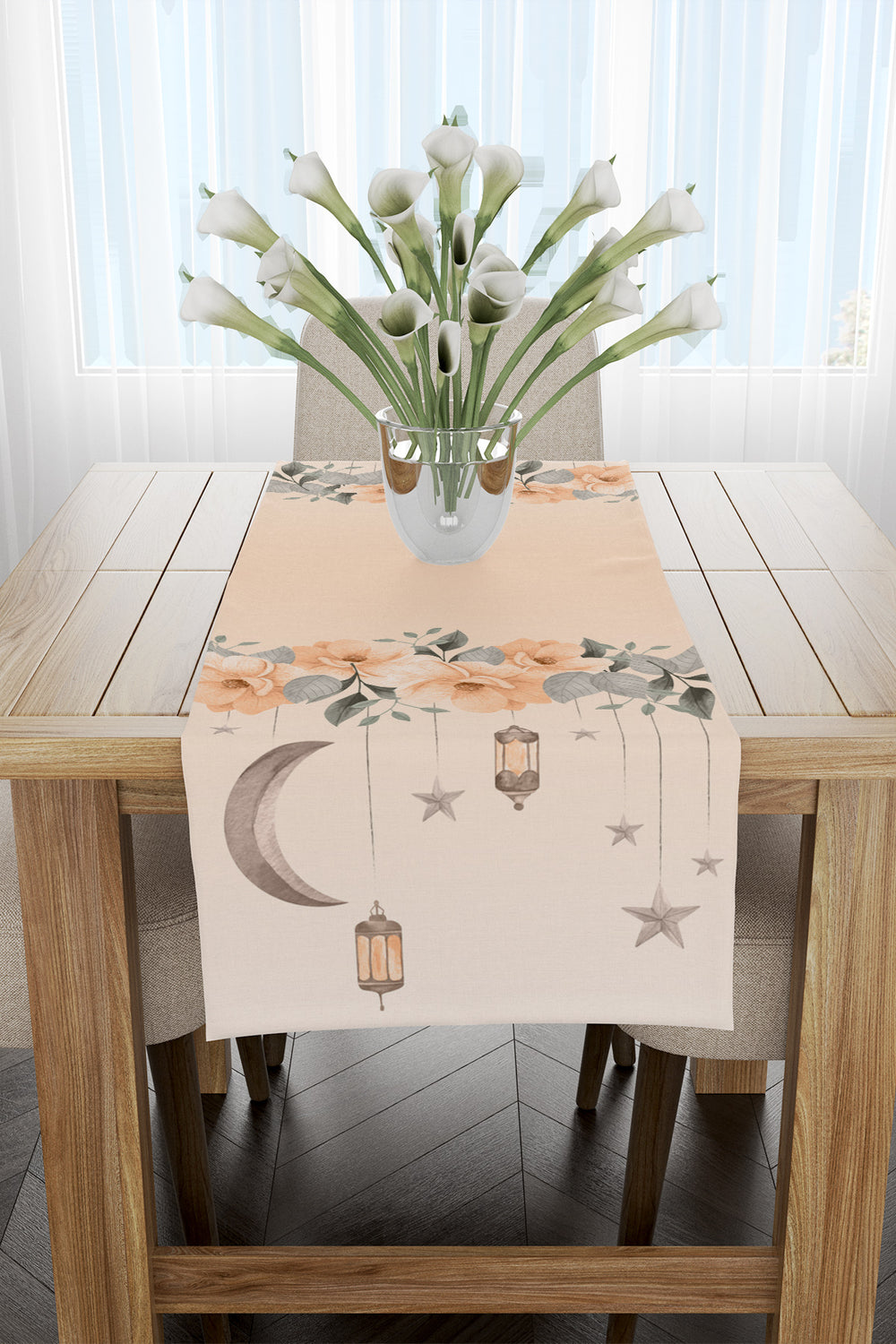 Ramazan Temalı Çiçek Desenli Runner 40x220