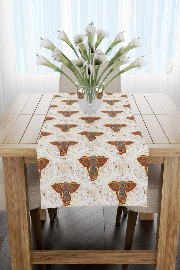 Turuncu Çoklu Etnik Fil Desenli Runner 40x140cm