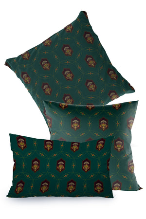 Green Black Ethnic Patterned Cushion Cover