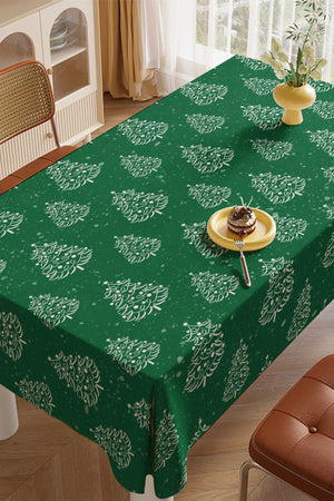 Yeşil Çam Ağacı Desenli Yılbaşı Masa Örtüsü