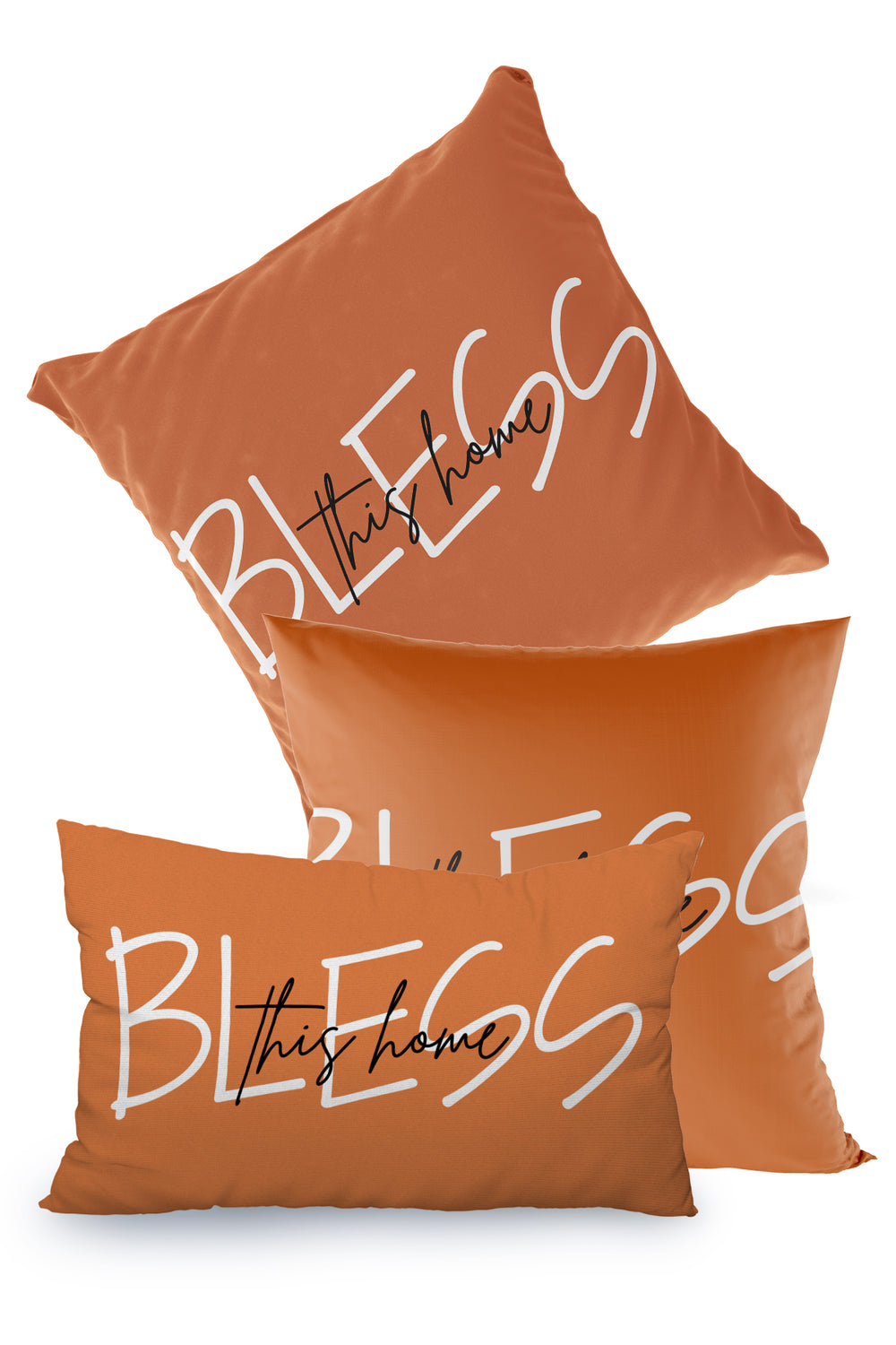 Sonbahar Temalı Bless This Home Yazılı Kırlent Kılıfı